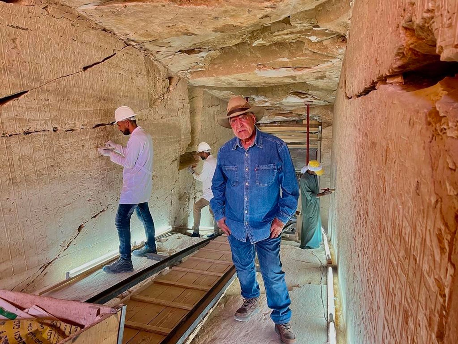 Dr Zahi Hawass inside the tomb of Ramses II.