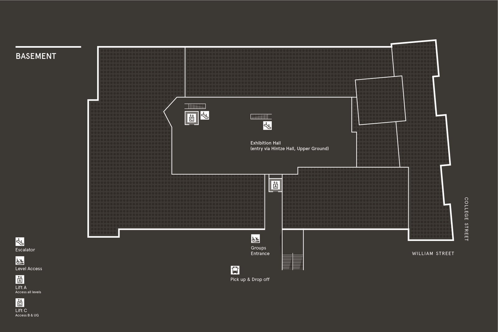 Australian Museum map of Level Basement (B), 2022