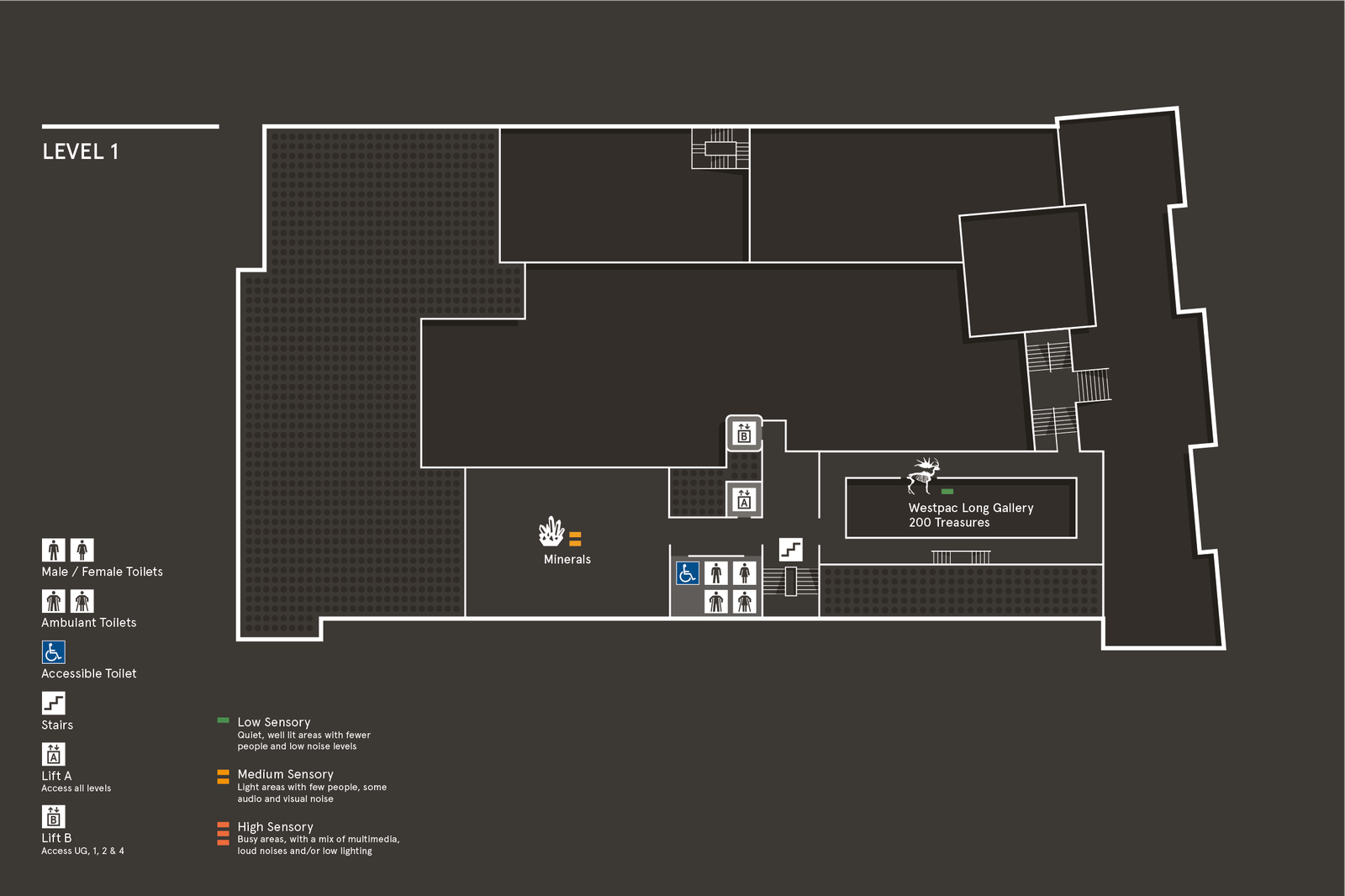Australian Museum indoor map of Level 1