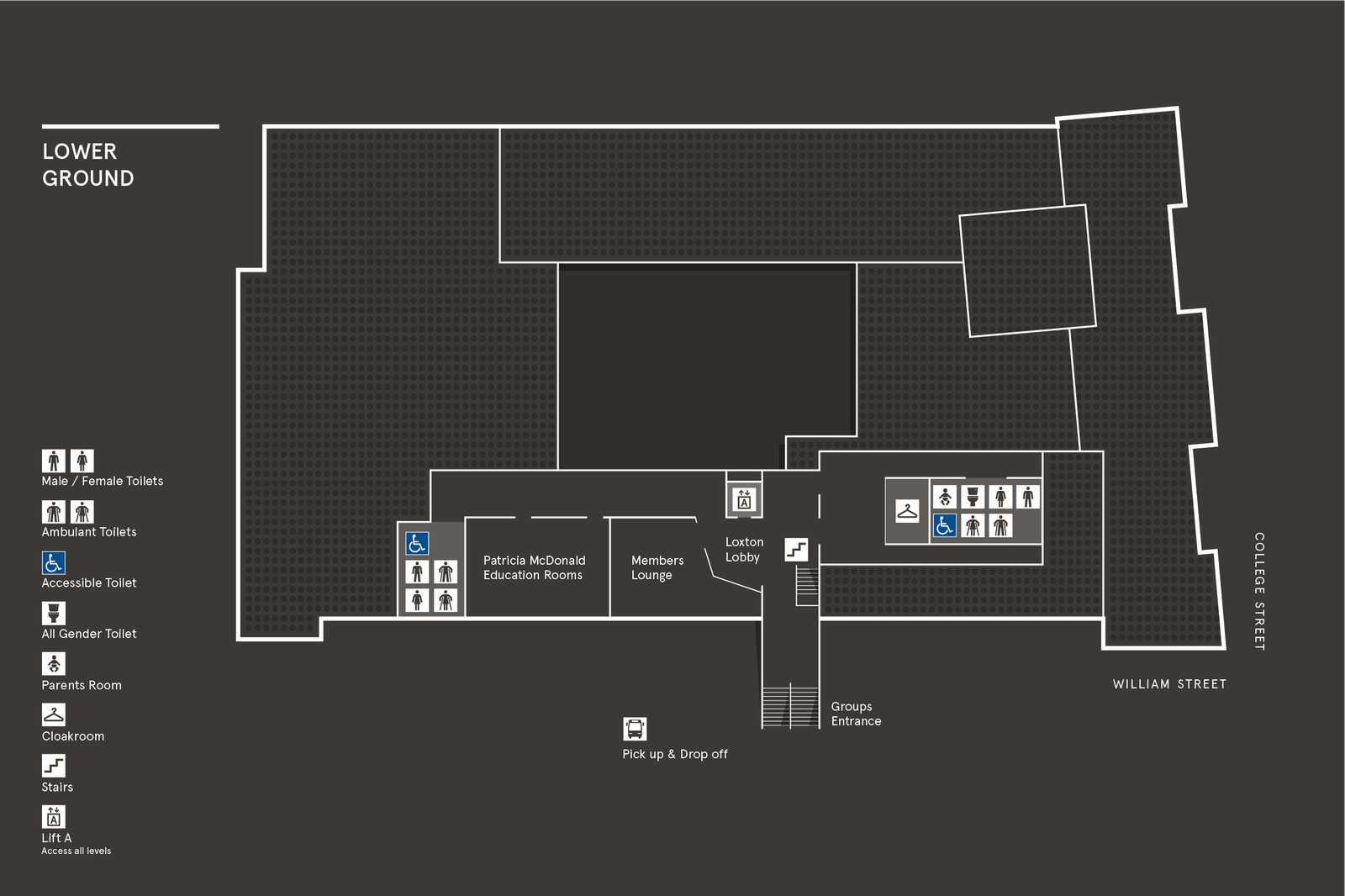 Australian Museum Map of Level Lower Ground (LG)
