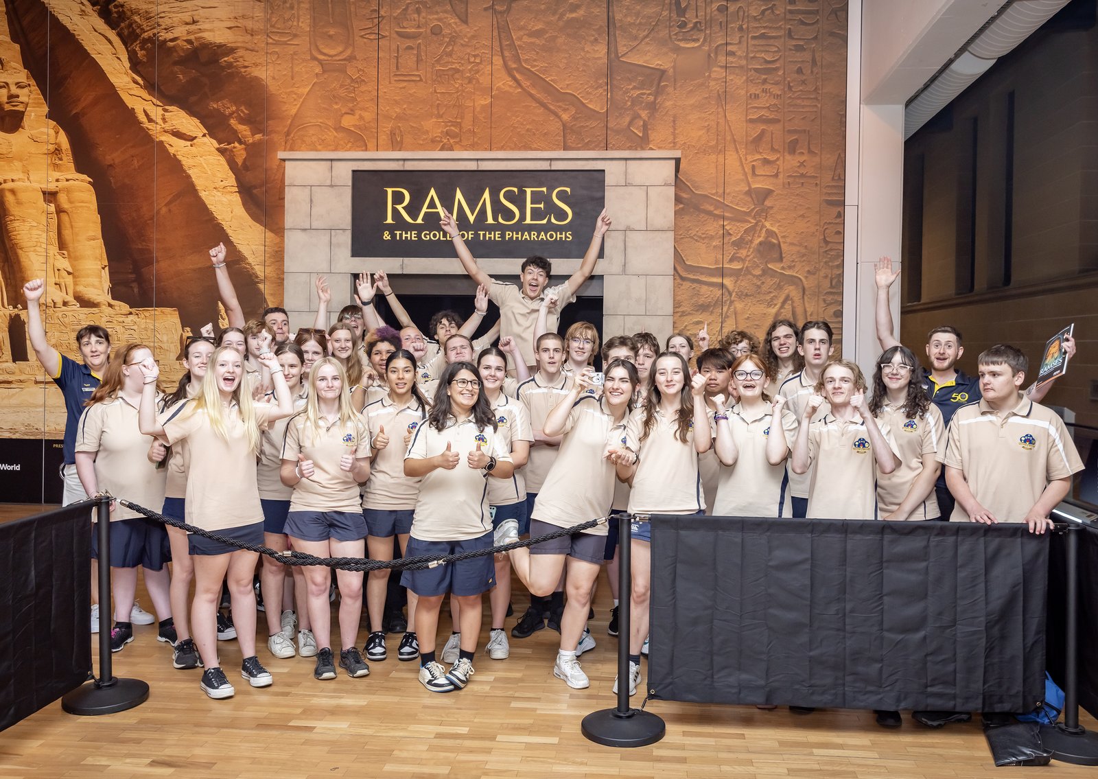 Students from Kooringal High School, NSW enjoy the Ramses & the Gold of the Pharaohs exhibition, as part of the A Day At The Museum program