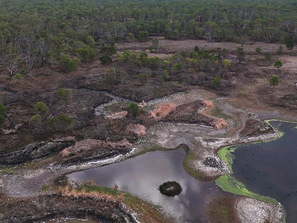 The landscape in Budj Bim, Victoria. 