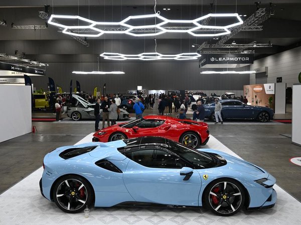 Ferrari vehicles during Melbourne International EV Autoshow
