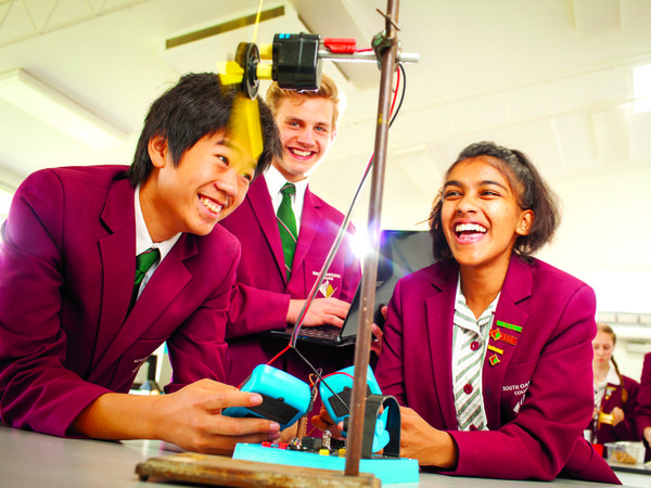 High school students experiment with wind power (file image)