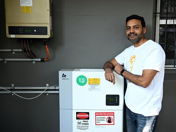 Mamoon Reza with his solar battery system in Sydney (file image)